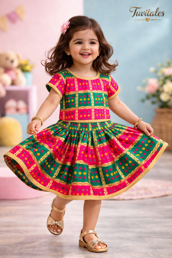 Girls Festive Lehenga Choli Set – Kids Ethnic Party Wear Dress
