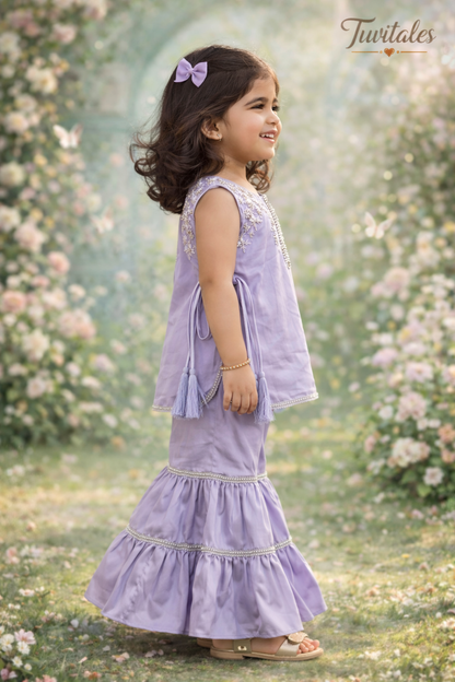 Lavender Kurta Sharara Set – Kids Festive Ethnic Outfit