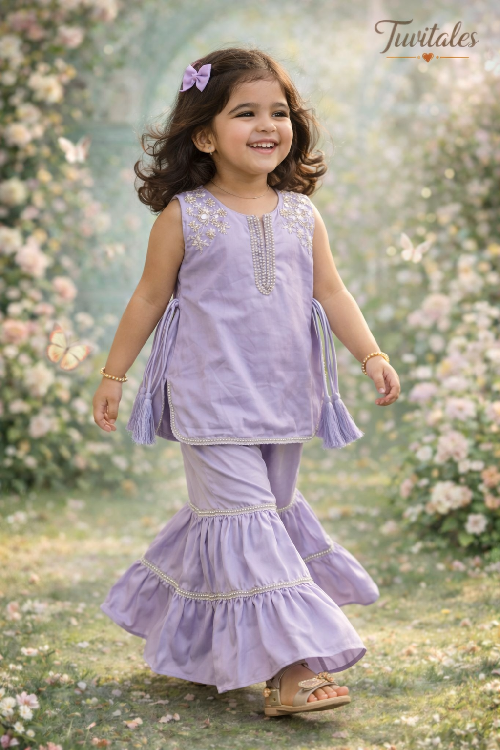 Lavender Kurta Sharara Set – Kids Festive Ethnic Outfit