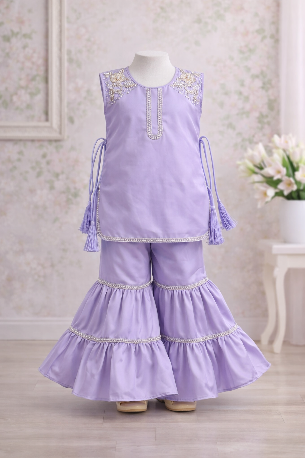 Lavender Kurta Sharara Set – Kids Festive Ethnic Outfit