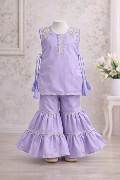 Lavender Kurta Sharara Set – Kids Festive Ethnic Outfit